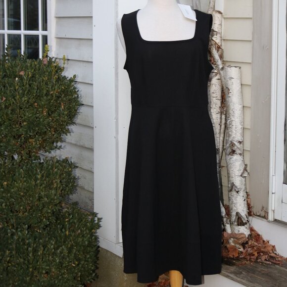 NEW Bloom Chic Black Sleeveless Square Neck Poly Knit A-Line Full Dress Sz 14/16 - Picture 1 of 8